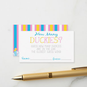 Girl How Many Duckies Party Game Guess Cards