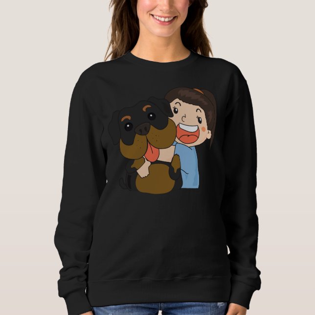 Girl Hugging A Rottweiler Sweatshirt (Front)