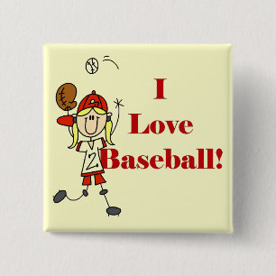Girl I Love Baseball Tshirts and Gifts 2 Inch Square Button