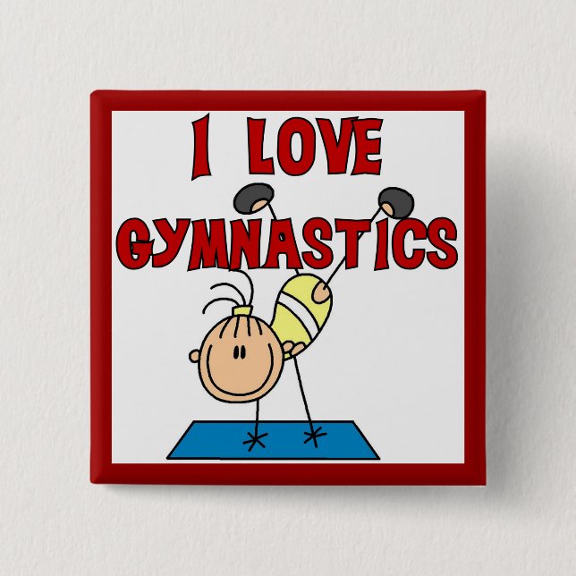 Girl I Love Gymnastics 2 Inch Square Button (Front)