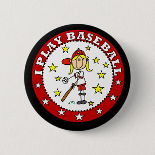 Girl I Play Baseball T shirts and Gifts 2 Inch Round Button