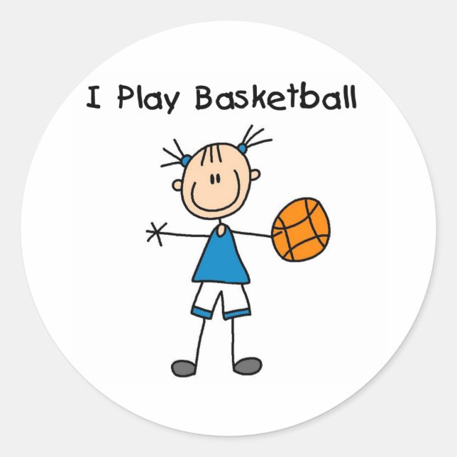 Girl I Play Basketball Classic Round Sticker (Front)