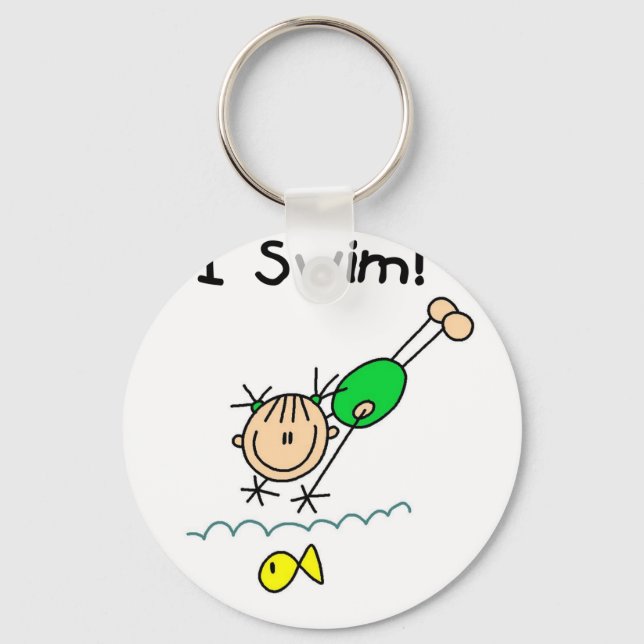 Girl I Swim T-shirts and Gifts Keychain (Front)