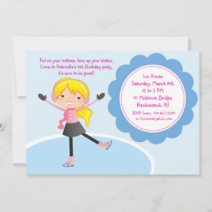 Girl Ice Skating Birthday Invitation