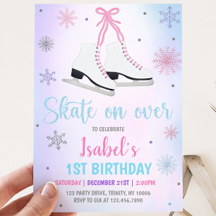 Girl Ice Skating Birthday Invitation