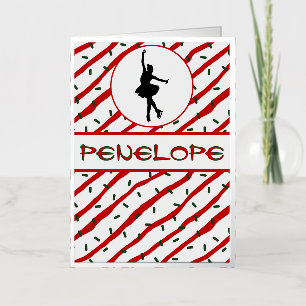 Girl Ice Skating Christmas Sprinkle Personalized Foil Greeting Card