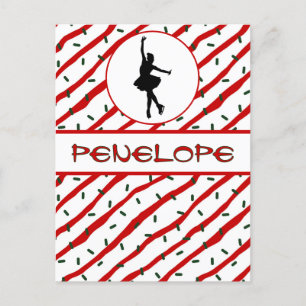 Girl Ice Skating Christmas Sprinkle Personalized Postcard