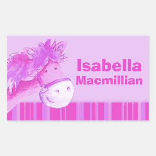 Girl id full name pink pony horse sticker