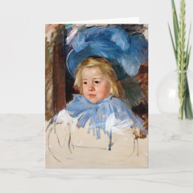 Girl in a Blue Bonnet, Mary Cassatt Card (Front)