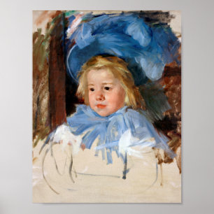 Girl in a Blue Bonnet, Mary Cassatt Poster