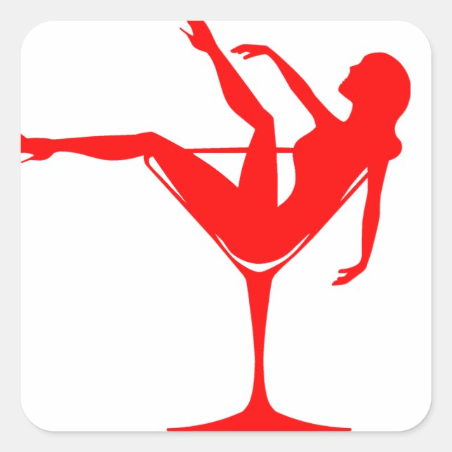 Girl in a Cocktail Glass Square Sticker (Front)