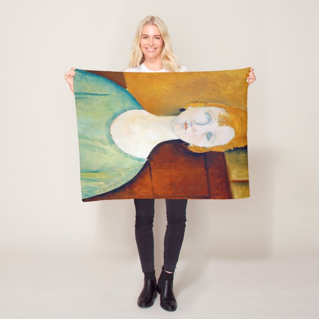 Girl in a Green Blouse, Modigliani Fleece Blanket (In Situ)