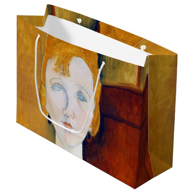 Girl in a Green Blouse, Modigliani Large Gift Bag (Front Angled)