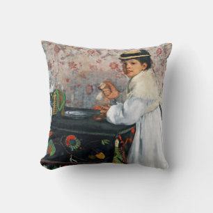 Girl in a Hat, Edgar Degas Throw Pillow