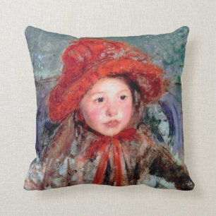 Girl in a Large Red Hat, Mary Cassatt Throw Pillow