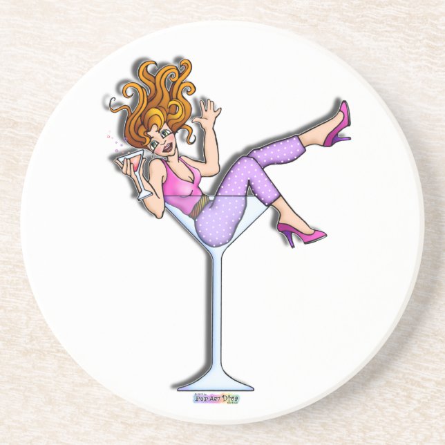 Girl in a Martini Glass Coaster - Lil Red (Front)