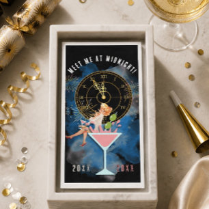 Girl in a Martini Glass New Year's Napkin