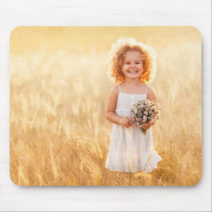 Girl in a Meadow with a Bouquet of Wildflowers Mouse Pad