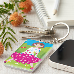 Girl In A Park Keychain
