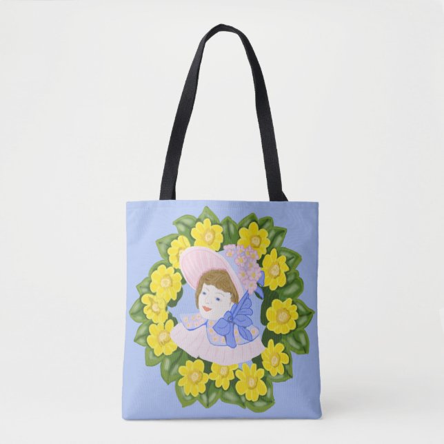 Girl in a Victorian Easter Bonnet feminine   Tote Bag (Front)
