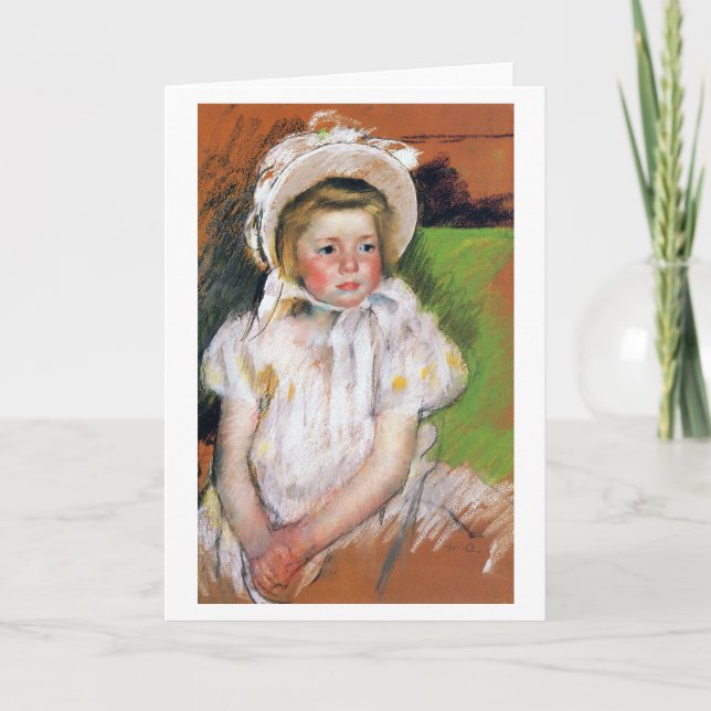 Girl in a White Bonnet, Mary Cassatt Card (Front)