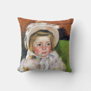 Girl in a White Bonnet, Mary Cassatt Throw Pillow