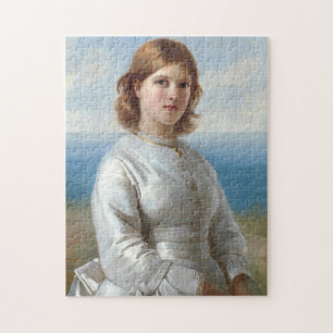 Girl in a White Silk Dress for Holy Communion Jigsaw Puzzle