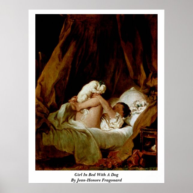 Girl In Bed With A Dog By Jean-Honore Fragonard Poster (Front)