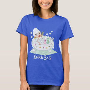 Girl In Bubble Bath Blue T-Shirt