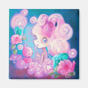 Girl in Bubblebath with Candles and Roses Magnet