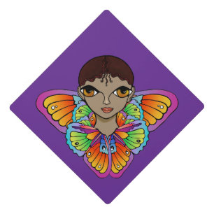 Girl in Butterfly Wings Graduation Cap Topper
