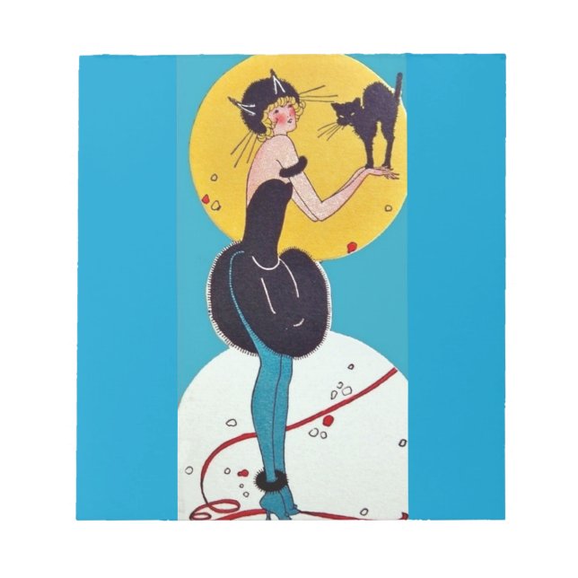 Girl in Cat costume with her black cat Notepad (Front)