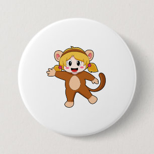 Girl in Costume as Monkey 3 Inch Round Button