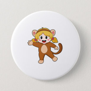 Girl in Costume as Monkey 3 Inch Round Button
