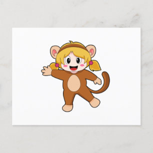 Girl in Costume as Monkey Postcard