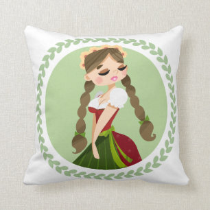 Girl in Dirndl Throw Pillow