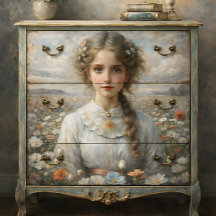 Girl in Field of Poppies Decoupage