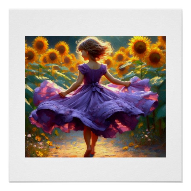 Girl in Field of Sunflowers,  Poster (Front)