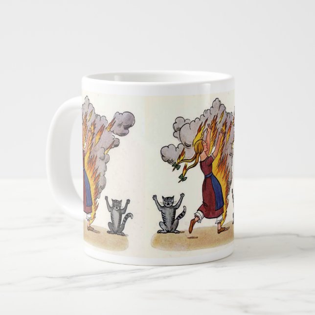 Girl in Flames from Struwwelpeter Large Coffee Mug (Front Left)