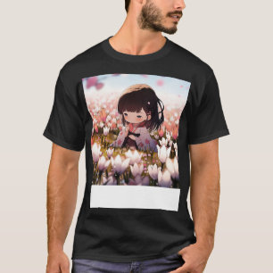 girl in flower field anime T-Shirt