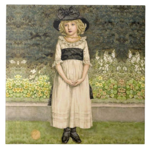 Girl In Garden Kate Greenaway Tile