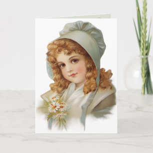 Girl in Green Bonnet Card