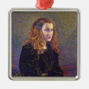 Girl in Green (by Theo van Rysselberghe) Ceramic O Metal Ornament