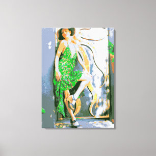 girl in green dress wrapped canvas