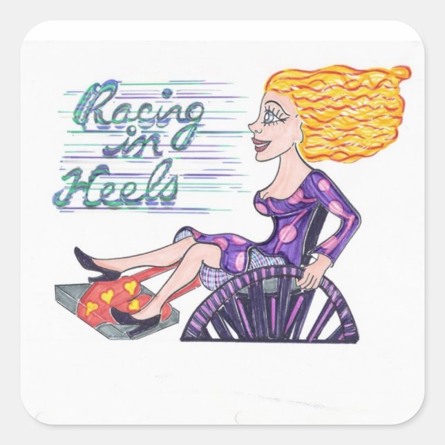 Girl in Heels needs Wheels Square Sticker (Front)