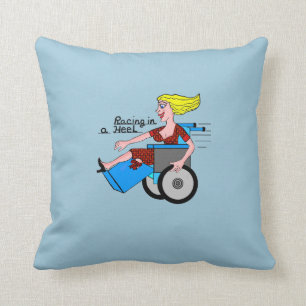 Girl in High Heel Wheelchair Amputee Throw Pillow