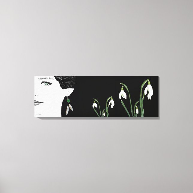 Girl in pearl earring pretty fashion illustration canvas print (Front)