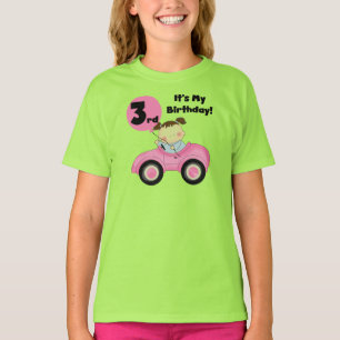 Girl in Pink Car 3rd Birthday Tshirts and Gifts