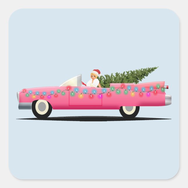 GIRL IN PINK CLASSIC CADDY CHRISTMAS STICKERS (Front)