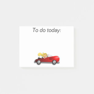 Girl in Red Car Post It Note